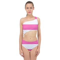 Horizontal Pink White Stripe Pattern Striped Spliced Up Swimsuit by yoursparklingshop