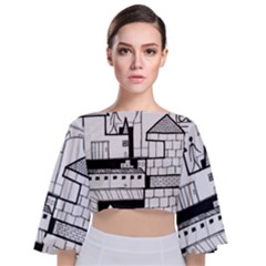 Drawing  Tie Back Butterfly Sleeve Chiffon Top by ValentinaDesign