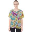 3d shapes on a grey background                                  V-Neck Dolman Drape Top View1