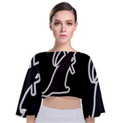 Drawing Tie Back Butterfly Sleeve Chiffon Top by ValentinaDesign