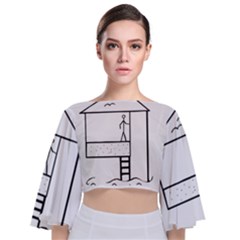 Drawing Tie Back Butterfly Sleeve Chiffon Top by ValentinaDesign