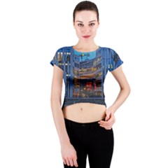 Architecture Modern Building Crew Neck Crop Top by Simbadda
