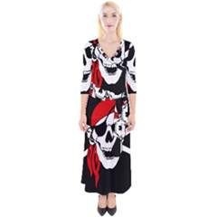 Pirate Skull Quarter Sleeve Wrap Maxi Dress by StarvingArtisan