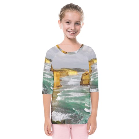 Coastal Landscape Kids  Quarter Sleeve Raglan Tee by Modern2018