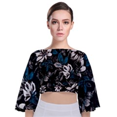 Floral Pattern Tie Back Butterfly Sleeve Chiffon Top by Valentinaart