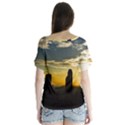 Skyline Sunset Buildings Cityscape V-Neck Flutter Sleeve Top View2