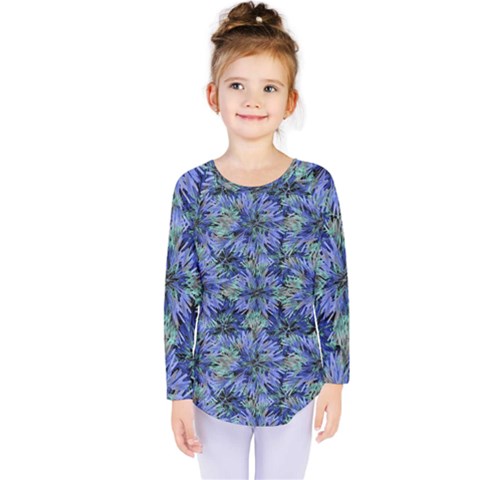 Modern Nature Print Pattern 7200 Kids  Long Sleeve Tee by dflcprints