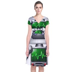 Robot Short Sleeve Front Wrap Dress by Simbadda