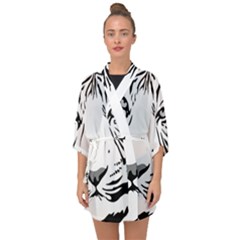 Tiger Pattern Animal Design Flat Half Sleeve Chiffon Kimono by Simbadda