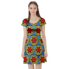  Artwork By Patrick-colorful-43 Short Sleeve Skater Dress by ArtworkByPatrick