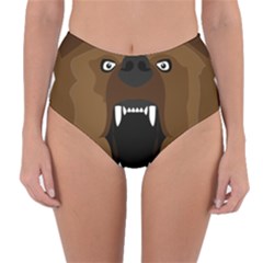 Bear Brown Set Paw Isolated Icon Reversible High-waist Bikini Bottoms by Nexatart
