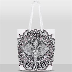 Ornate Hindu Elephant  Full Print Rope Handle Tote (small) by Valentinaart