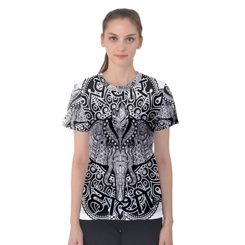 Ornate Hindu Elephant  Women s Sport Mesh Tee by Valentinaart