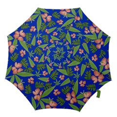 Leaves On Blue Hook Handle Umbrellas (large) by LoolyElzayat