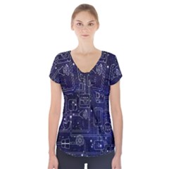Networks Internet Social Short Sleeve Front Detail Top by Sapixe