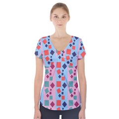 Background Desktop Squares Short Sleeve Front Detail Top by Sapixe