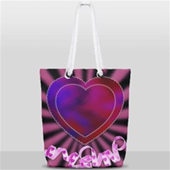 Background Texture Reason Heart Full Print Rope Handle Tote (small) by Sapixe