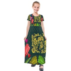Background Reason Tulips Colors Kids  Short Sleeve Maxi Dress by Sapixe