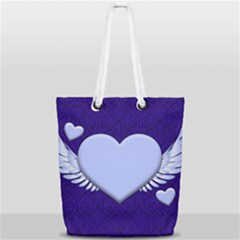 Background Texture Heart Wings Full Print Rope Handle Tote (small) by Sapixe