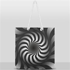 Art Optical Black White Hypnotic Full Print Rope Handle Tote (large) by Sapixe