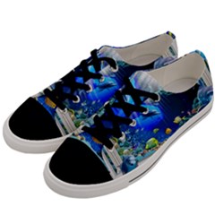 Dolphin Art Creation Natural Water Men s Low Top Canvas Sneakers by Sapixe