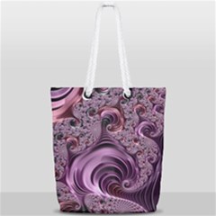 Purple Abstract Art Fractal Full Print Rope Handle Tote (small) by Sapixe