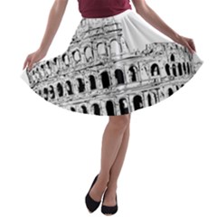 Line Art Architecture A-line Skater Skirt by Sapixe