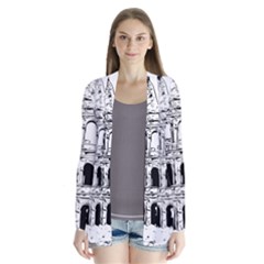 Line Art Architecture Drape Collar Cardigan by Sapixe