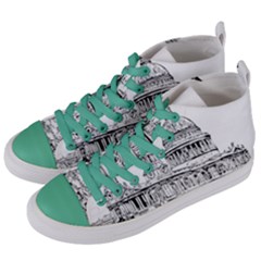 Line Art Architecture Church Women s Mid-top Canvas Sneakers by Sapixe