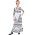 Line Art Architecture Church Kids  Quarter Sleeve Maxi Dress View1
