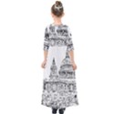 Line Art Architecture Church Kids  Quarter Sleeve Maxi Dress View2