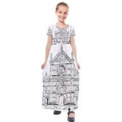 Line Art Architecture Church Italy Kids  Short Sleeve Maxi Dress by Sapixe