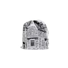 Line Art Architecture Old House Drawstring Pouches (xs)  by Sapixe