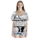 Line Art Architecture Vintage Old V-Neck Flutter Sleeve Top View1
