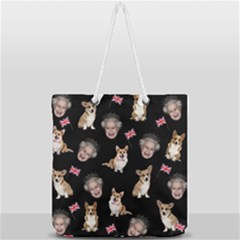 Queen Elizabeth s Corgis Pattern Full Print Rope Handle Tote (large) by Valentinaart