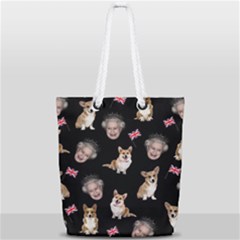 Queen Elizabeth s Corgis Pattern Full Print Rope Handle Tote (small) by Valentinaart