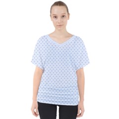Alice Blue Quatrefoil In An English Country Garden V-neck Dolman Drape Top by PodArtist