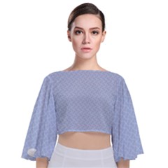 Alice Blue Mini Footpath In English Country Garden  Tie Back Butterfly Sleeve Chiffon Top by PodArtist