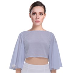 Alice Blue Houndstooth In English Country Garden Tie Back Butterfly Sleeve Chiffon Top by PodArtist