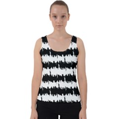 Black & White Stripes Nyc New York Manhattan Skyline Silhouette Velvet Tank Top by PodArtist