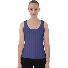 Subtle Textures Usa Flag Blue Mattress Ticking Pattern Velvet Tank Top by PodArtist