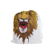 Lion Animal Roar Lion S Mane Comic Drawstring Pouches (large)  by Sapixe