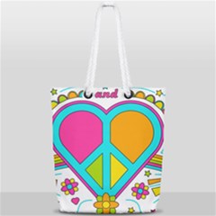 Love Peace Feelings Nature Full Print Rope Handle Tote (small) by Sapixe