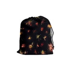 Fireworks Christmas Night Dark Drawstring Pouches (medium)  by Sapixe