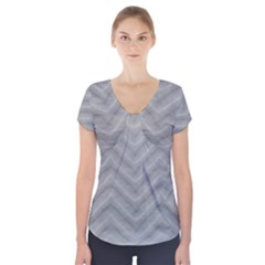 White Fabric Pattern Textile Short Sleeve Front Detail Top by Sapixe