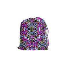 Multicolored Floral Collage Pattern 7200 Drawstring Pouches (small)  by dflcprints