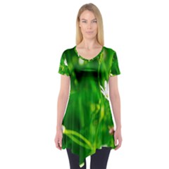 Inside The Grass Short Sleeve Tunic  by FunnyCow