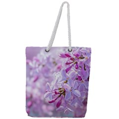 Pink Lilac Flowers Full Print Rope Handle Tote (large) by FunnyCow