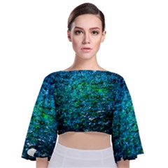 Water Color Green Tie Back Butterfly Sleeve Chiffon Top by FunnyCow