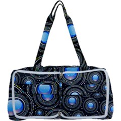 Background Abstract Glossy Blue Multi Function Bag	 by Nexatart